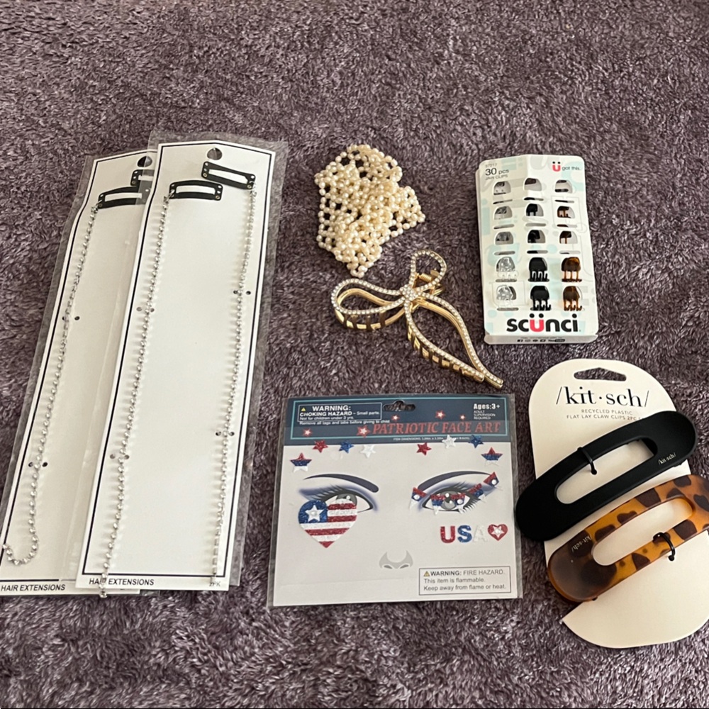 Kitsch Hair Clips,Scunci, Hair Extensions Etc…